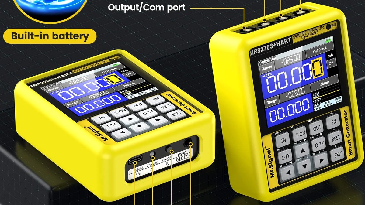 Official MR9270S+ HART signal generator image showing its display, controls and process-signal ports