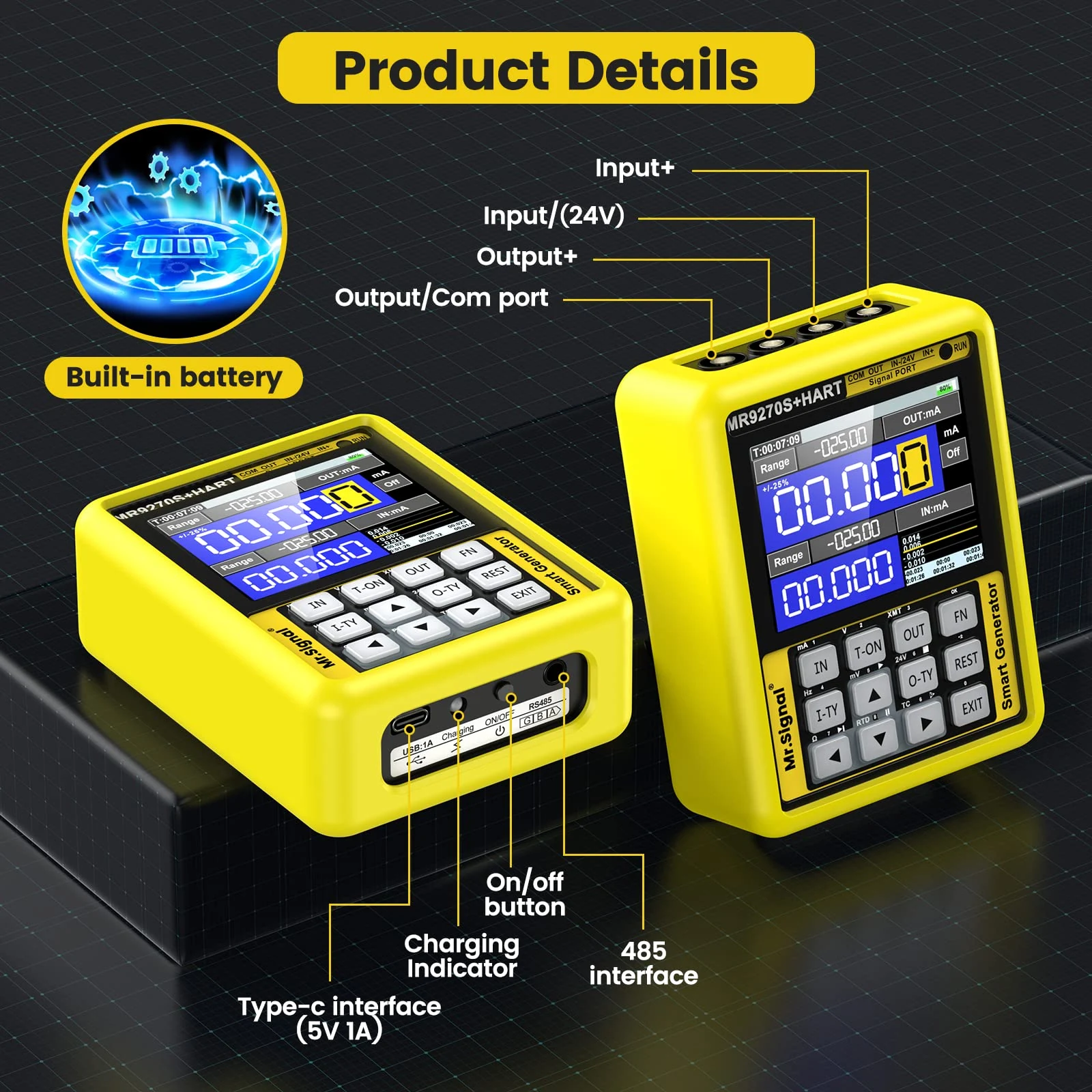 Seesii MR9270S HART signal generator product details with built in battery input output ports